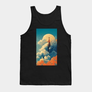 Through the Clouds Retro scifi design Tank Top